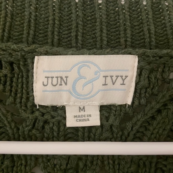 Jun & Ivy Harper Heritage Knit Sweater Green Crewneck Size M - Picture 4 of 4